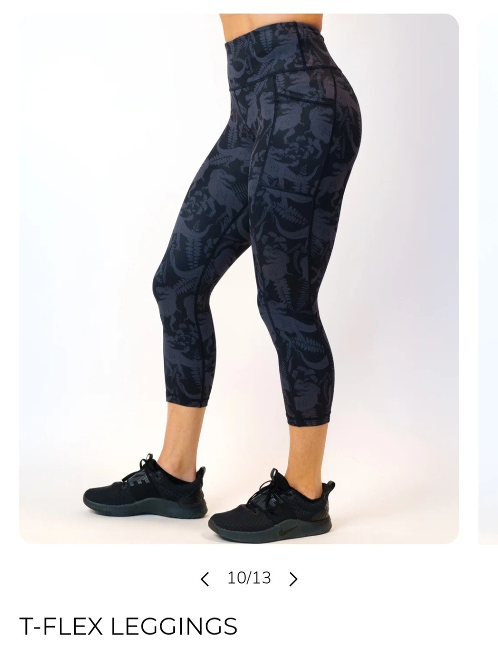 T-Flex High-Rise Cropped Dinosaur Leggings in Charcoal Black